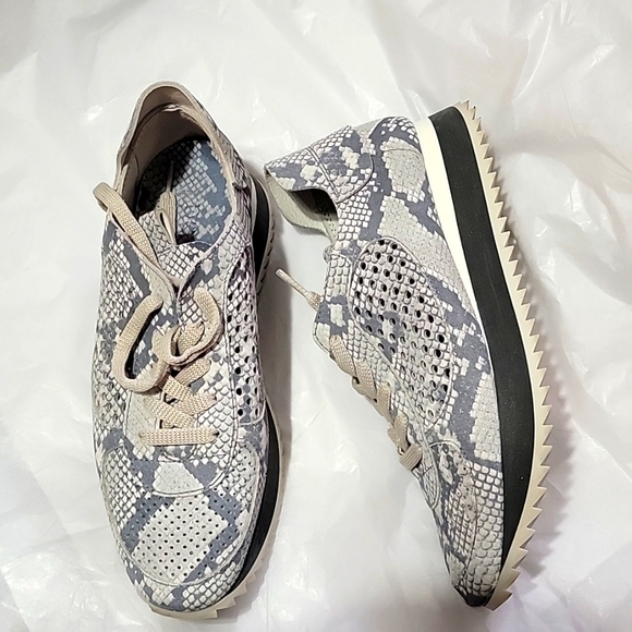 Pedro Garcia Omega Python Sneakers Lace Up Platform Lug Sole Perforated Chalk - Picture 2 of 11